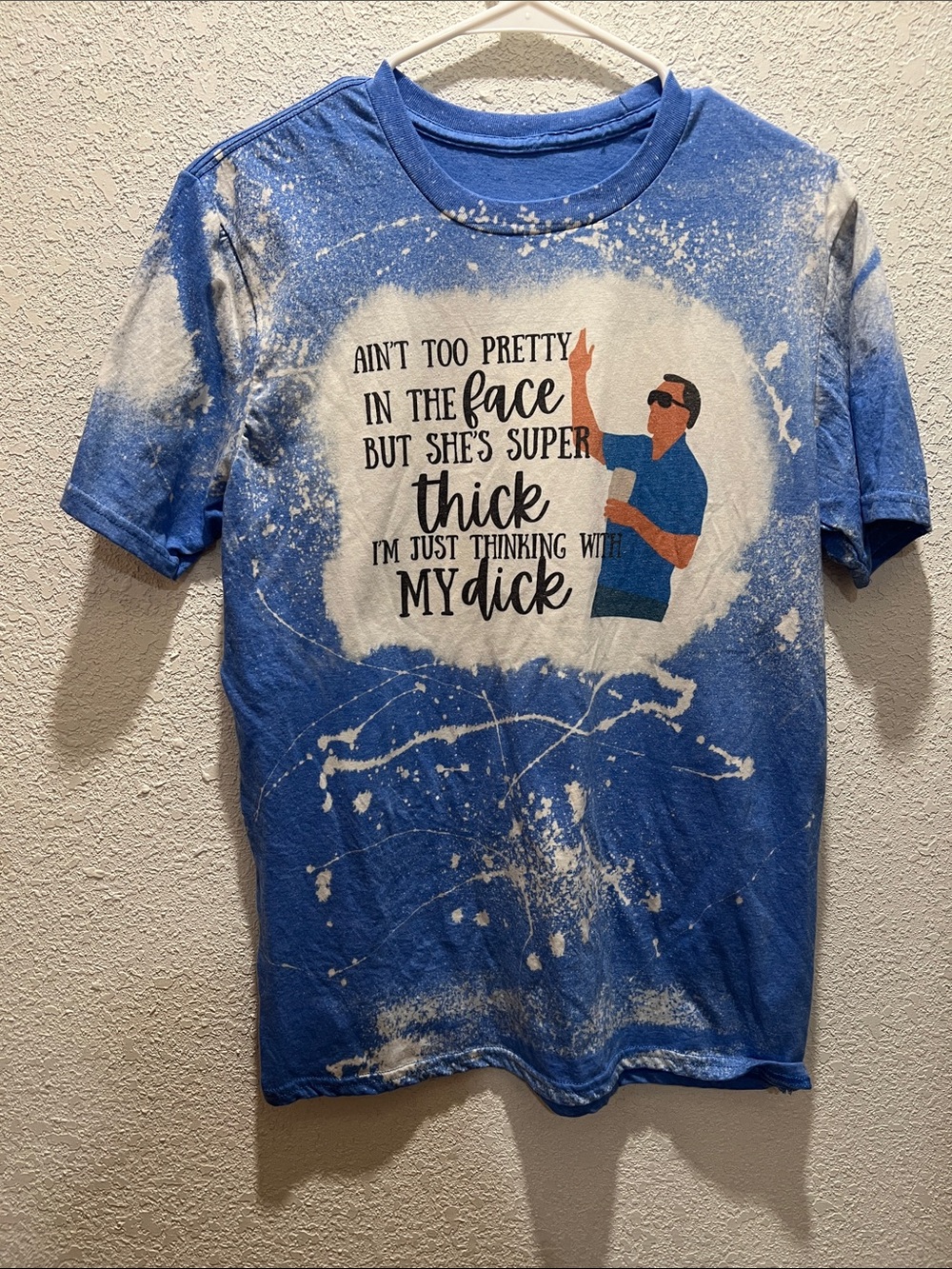 Blue Graphic Novelty Tee with Bold Text